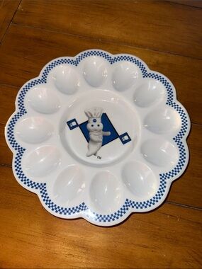 Pillsbury Dough Boy White & Blue Melamine Deviled Egg Platter NWT 2003